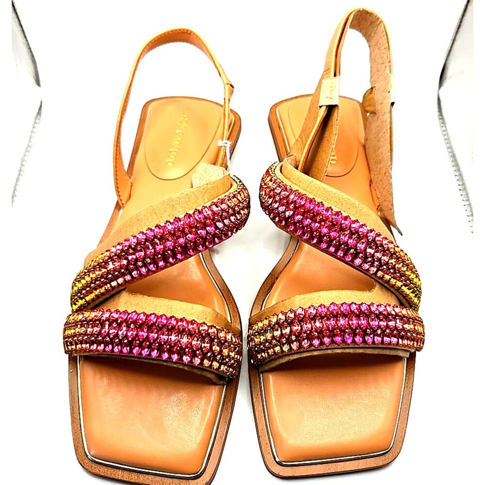 New Vince Camuto NEW Prizza Embellished Rhinestone Leather Sandals Rose Prizm - Picture 1 of 7